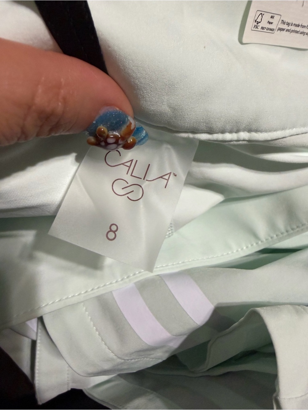 Women’s Mint Green Tennis Skirt with Stripe Detail - Picture 7 of 7